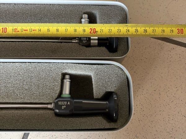 Lot 2 Endoscopes Karl Storz 10320 A 0° + 7200 C 70° + câble + boitiers origine 3